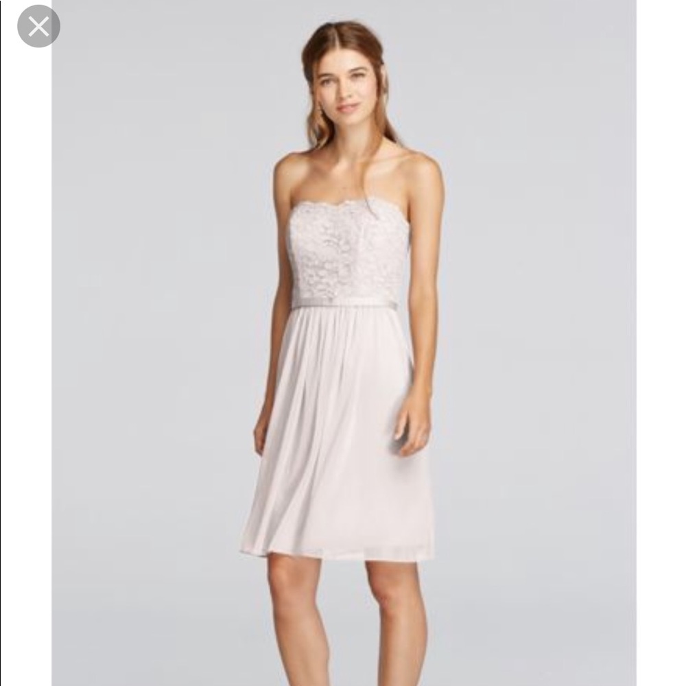 Short Scalloped Strapless Lace Mesh Dress NWT - 2